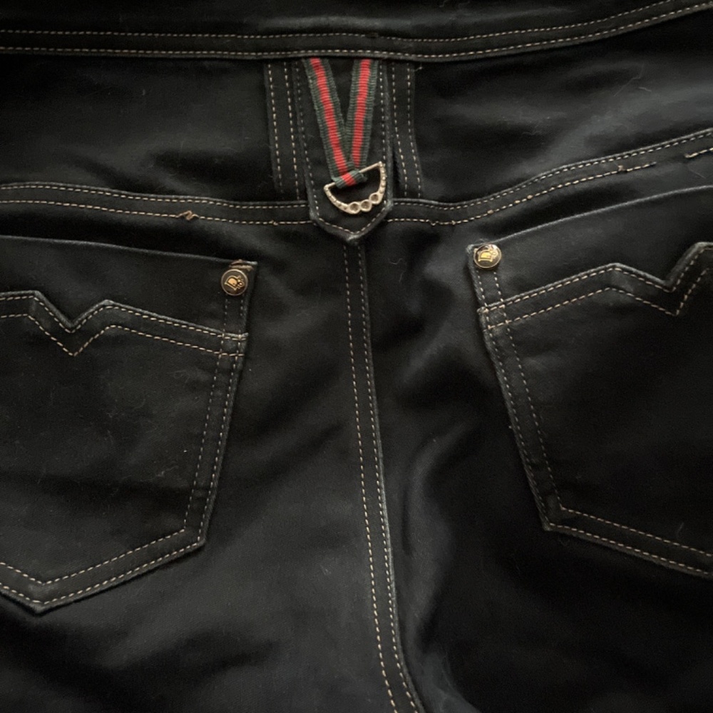 Dior Jeans, women’s-.Japanese label. 26W x 28L, 9”rise, D enamel rivets & button